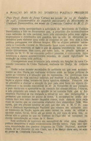 A posição do MUD no momento político presente