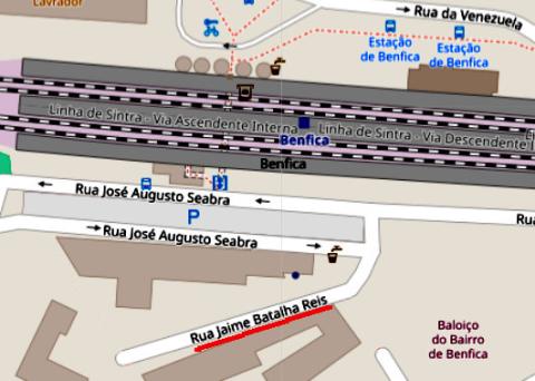 Localização da rua Jaime Batalha Reis