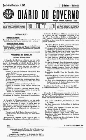 Resolução do Conselho de Ministros de 14-06-1947 (só publicada no dia 18)